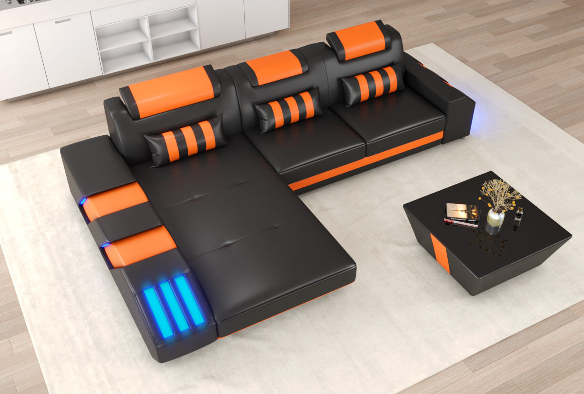 Cosmo Compact LED Sectional - Small Space Party Couch with Mood Lighting