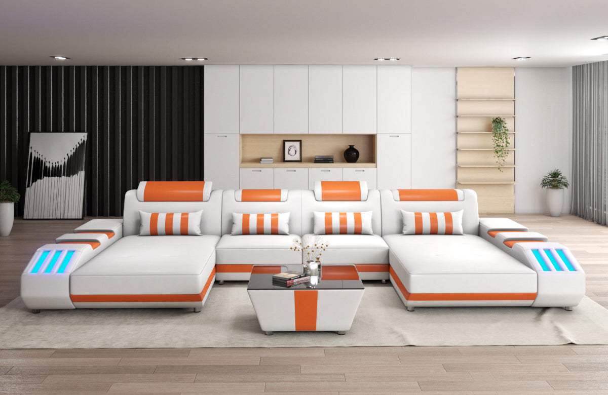 Cosmo Double Chaise U-Shape LED Sectional - Ultimate Lounge Sofa