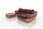 Aura Compact Sectional Burgundy Red Light Brown
