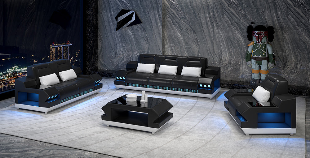 Celsius Modern Leather Sofa Set