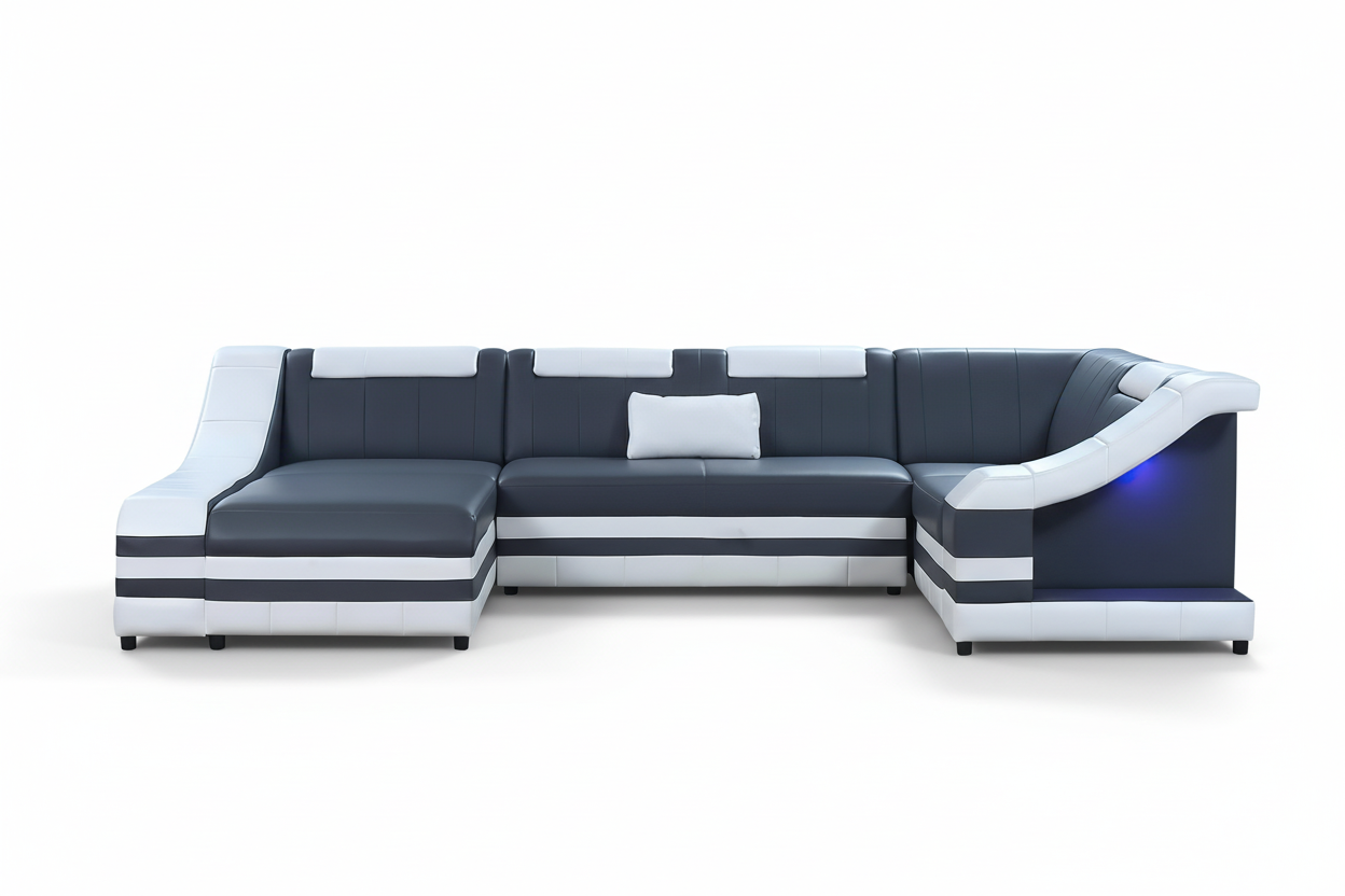 Comet Modern Leather Sectional with LED Light