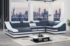 Comet Modern Leather Sectional with LED Light