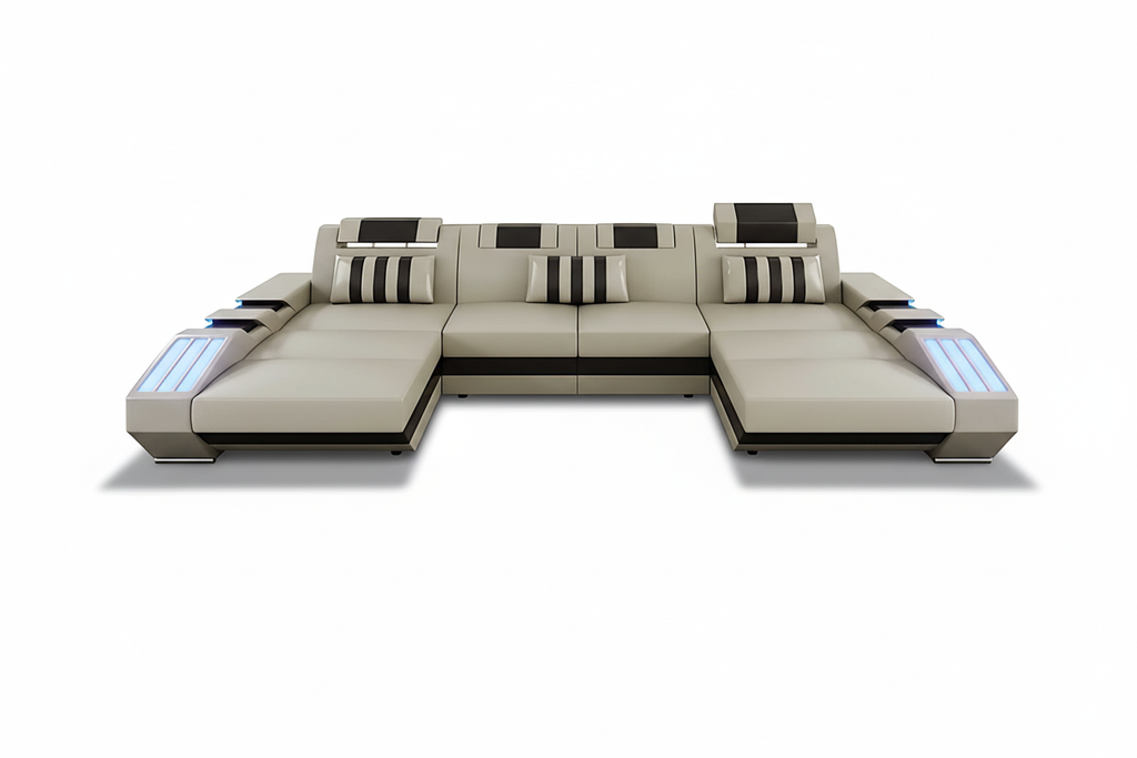 Cosmo U Shape Modern Leather Sectional - Opposite Angle