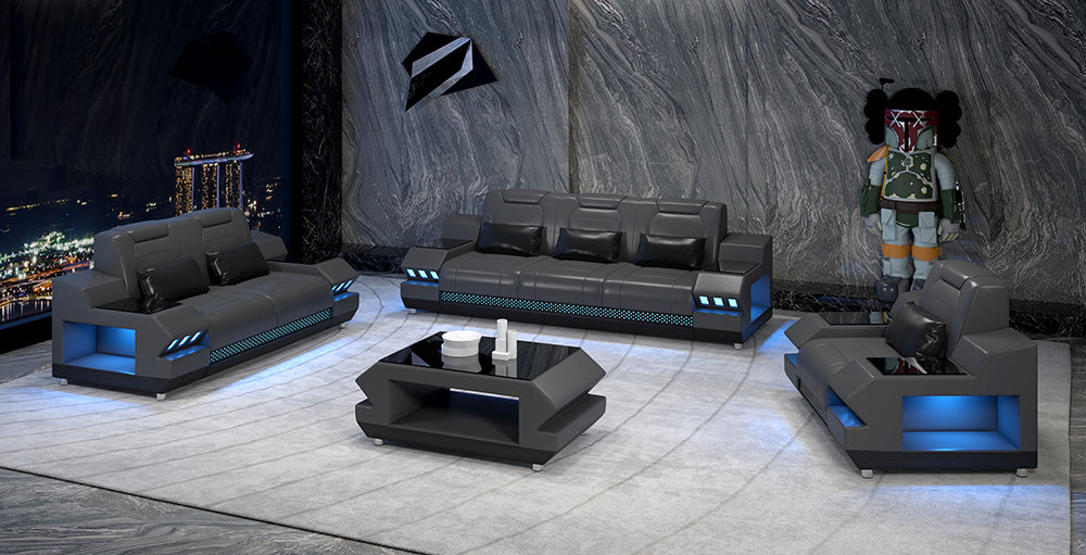 Celsius Modern Leather Sofa Set