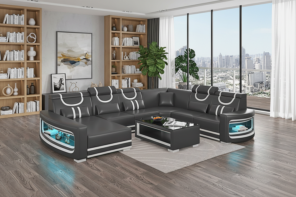 Luca Modern U Shape Sectional - 家庭活动室场景