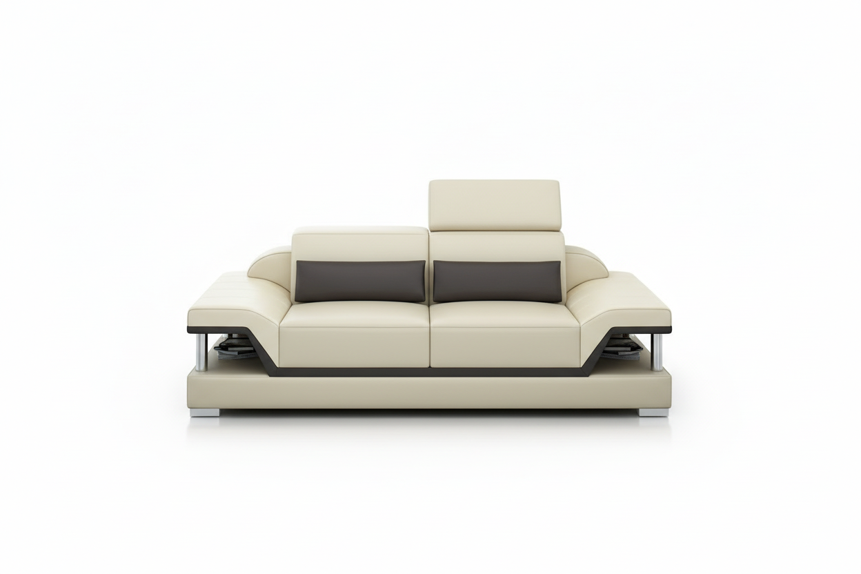 Taliya Leather Sofa Set - 2-seat loveseat with adjustable headrest and short shadow