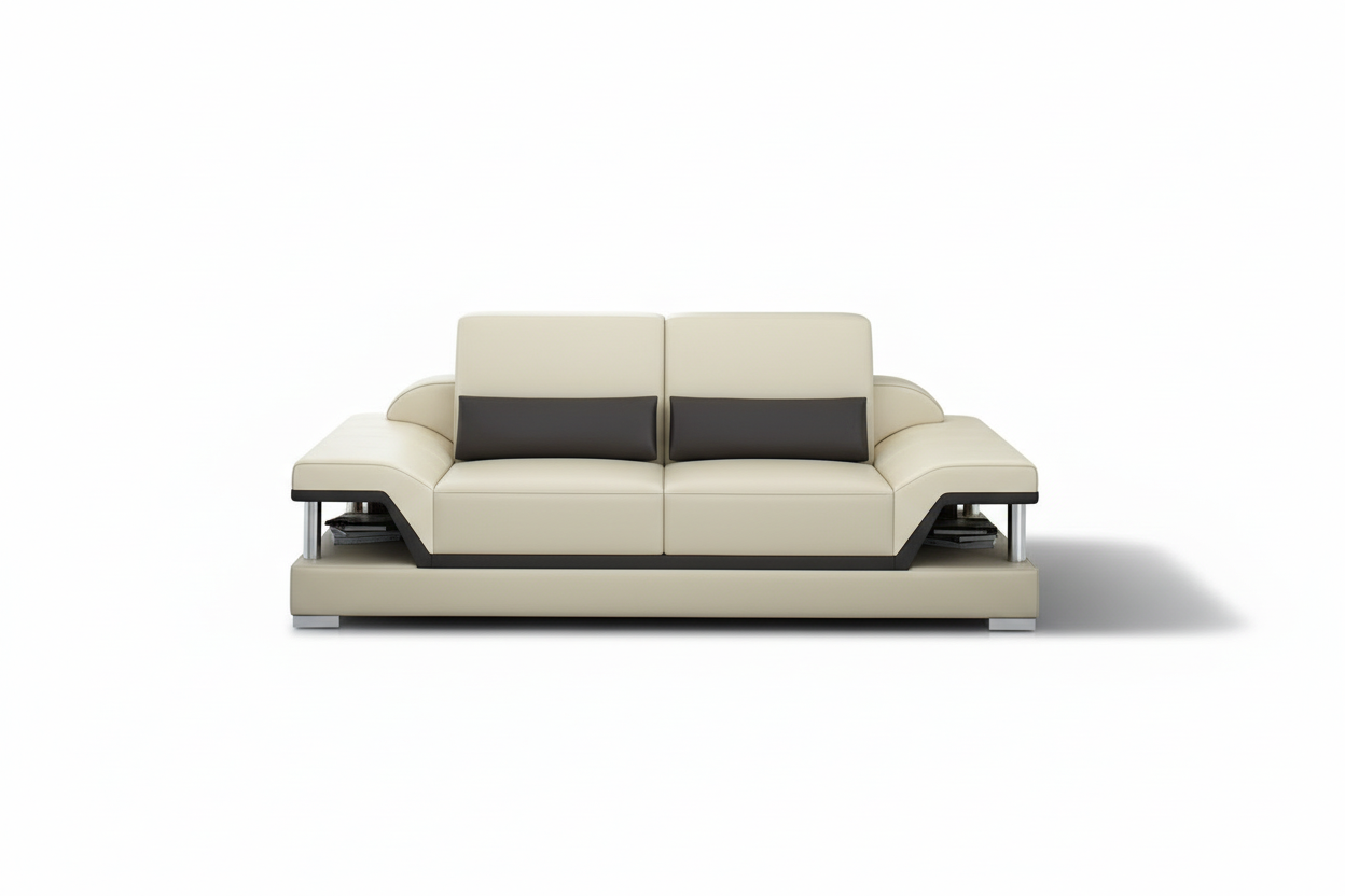 Taliya Leather Sofa Set - 3-seat sofa with adjustable headrest and medium shadow