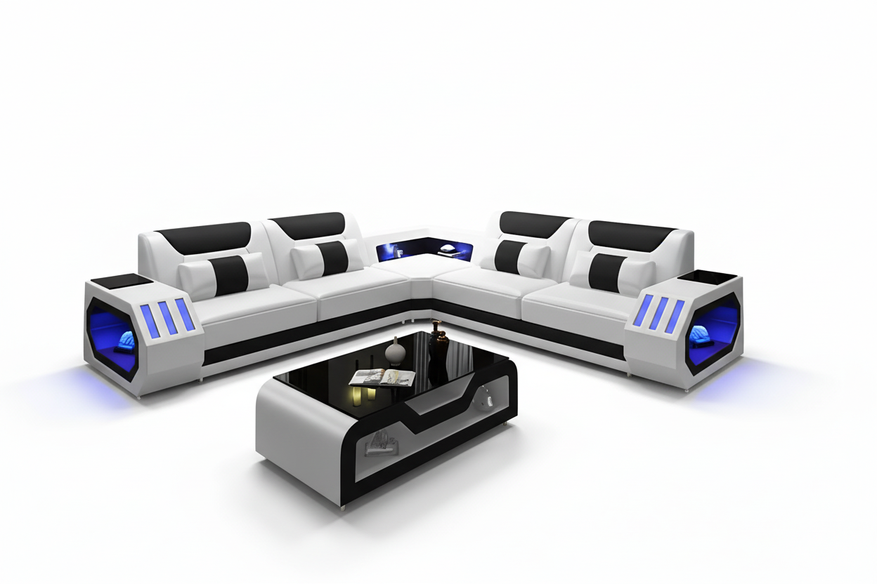White & Black Sectional - Studio Shadows