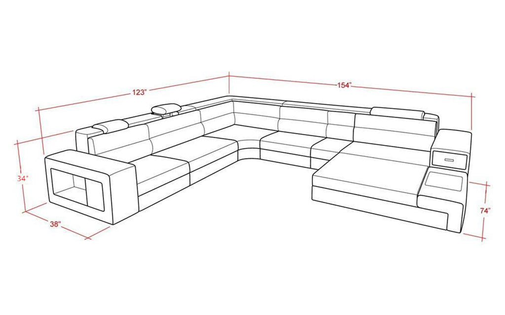 Martinelli Modern Large Leather Sectional With Storage